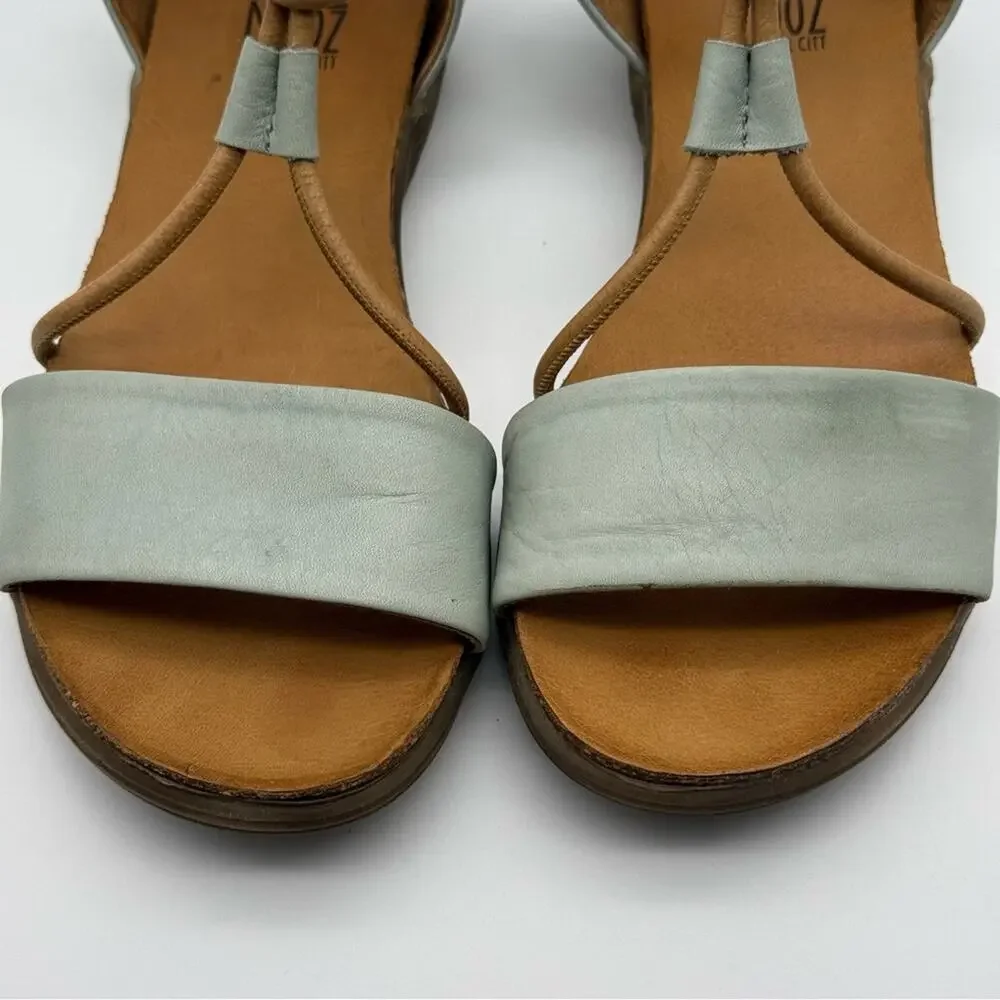 Miz Mooz Medina T Strap Leather Sandal Aquamarine Blue EU 37 US 6.5-7 - Picture 4 of 15